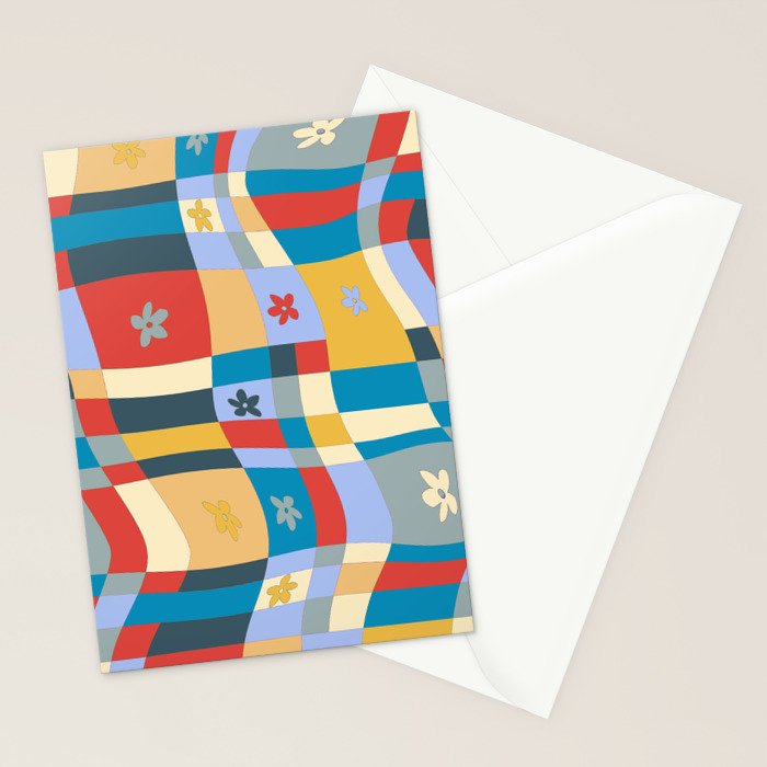 Colorful wavy checkerboard Stationery Card Gallery Image 2
