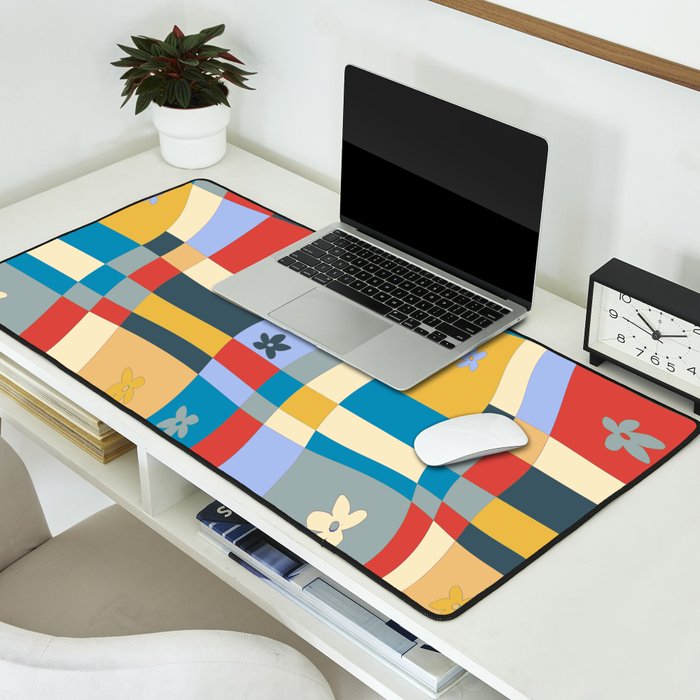 Colorful wavy checkerboard Desk Mat Gallery Image 2