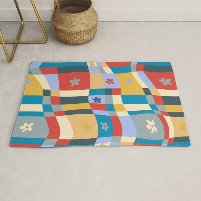 Colorful wavy checkerboard Rug Gallery Image 1