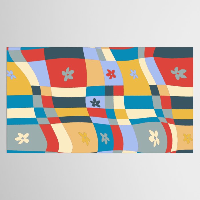 Colorful wavy checkerboard Tablecloth Gallery Image 2