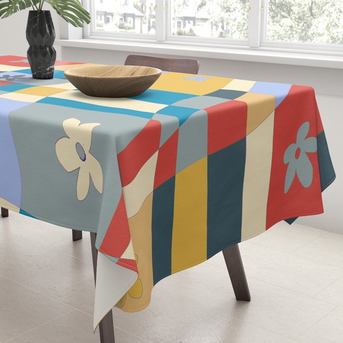 Colorful wavy checkerboard Tablecloth Gallery Image 3