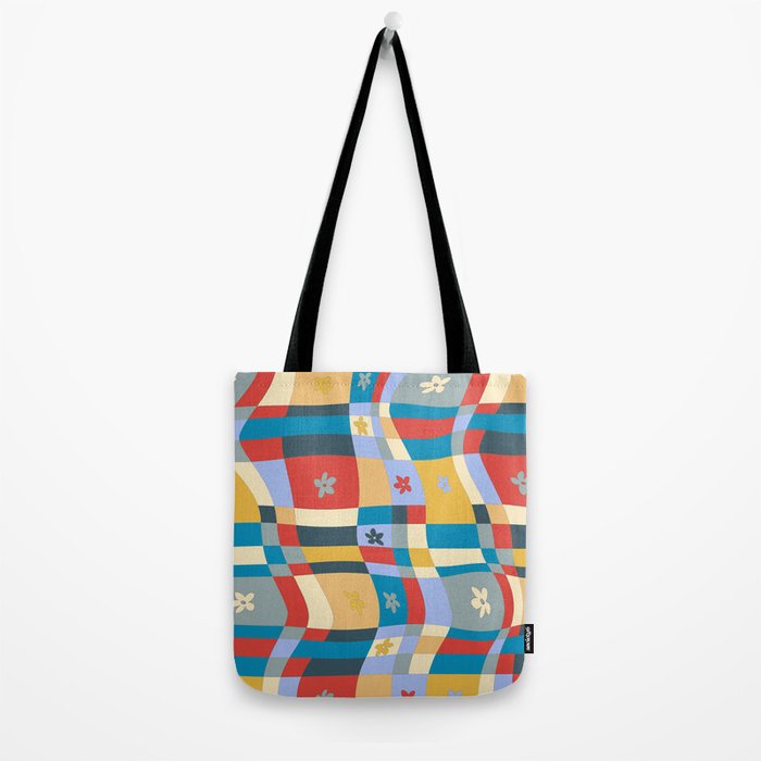 Colorful wavy checkerboard Tote Bag Gallery Image 2