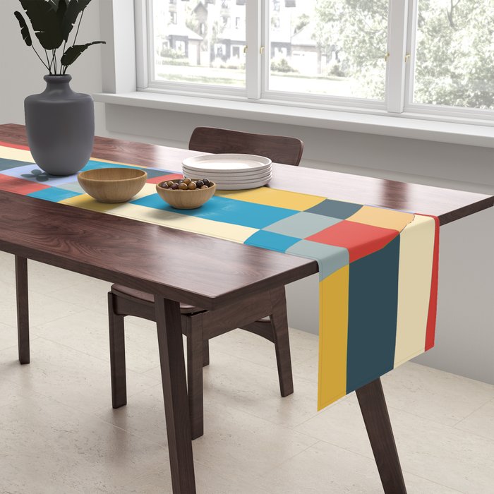 Colorful wavy checkerboard Table Runner Gallery Image 2