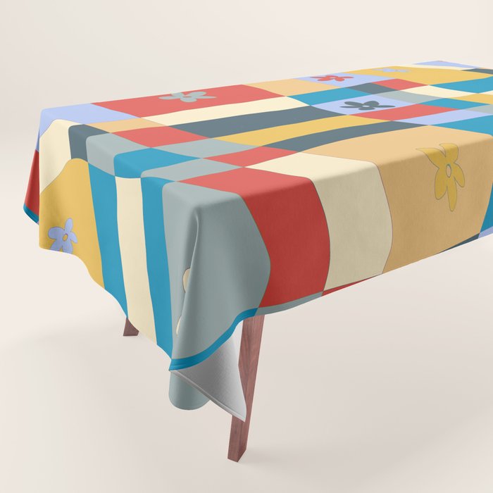 Colorful wavy checkerboard Tablecloth Gallery Image 1