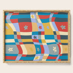 Colorful wavy checkerboard Serving Tray Gallery Image 1