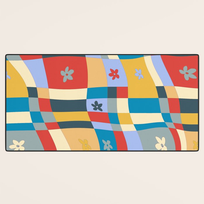 Colorful wavy checkerboard Desk Mat Gallery Image 3