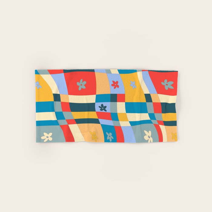 Colorful wavy checkerboard Bath Towel Gallery Image 1