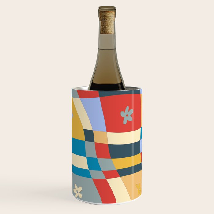 Colorful wavy checkerboard Wine Chiller Gallery Image 2