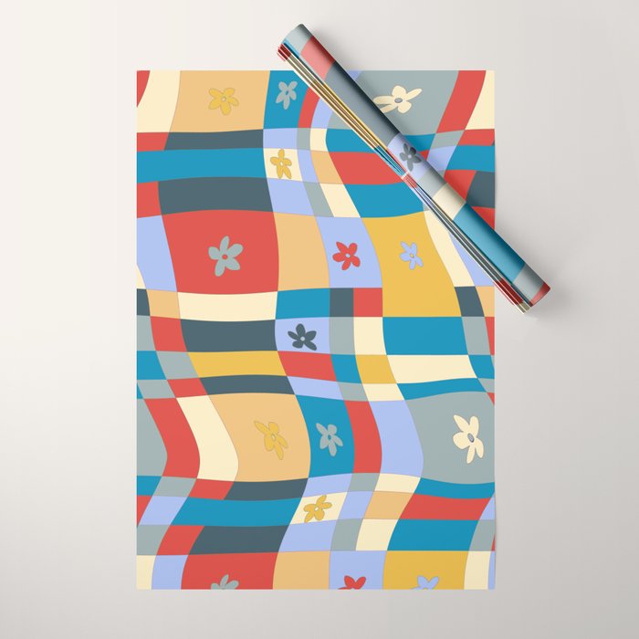 Colorful wavy checkerboard Wrapping Paper Gallery Image 1