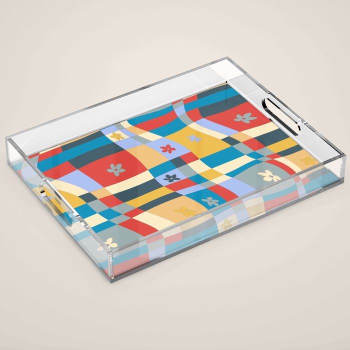 Colorful wavy checkerboard Acrylic Tray Gallery Image 1
