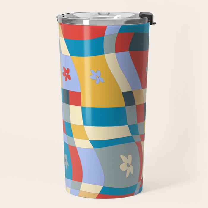Colorful wavy checkerboard Travel Mug Gallery Image 2