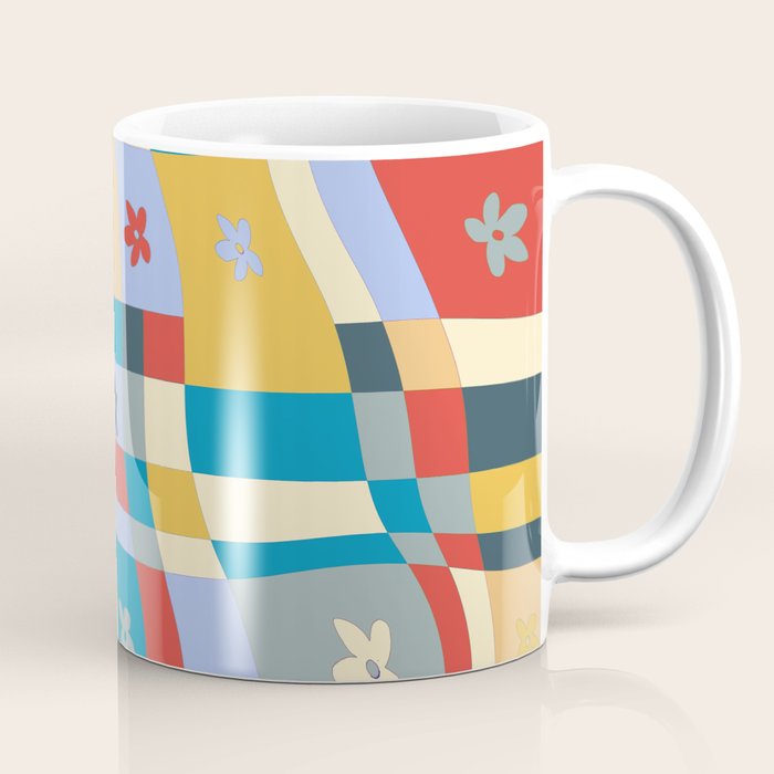 Colorful wavy checkerboard Coffee Mug Gallery Image 1