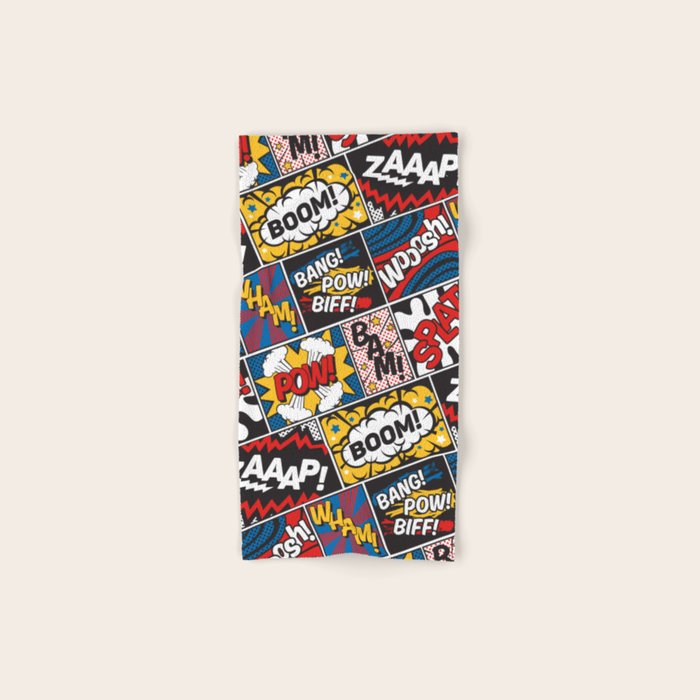 Modern Comic Book Superhero Pattern Color Colour Cartoon Lichtenstein Pop Art Bath Towel Gallery Image 1