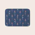 Retro Dark Flower Pattern in Modern Navy and Coral Bath Mat Gallery Image 1