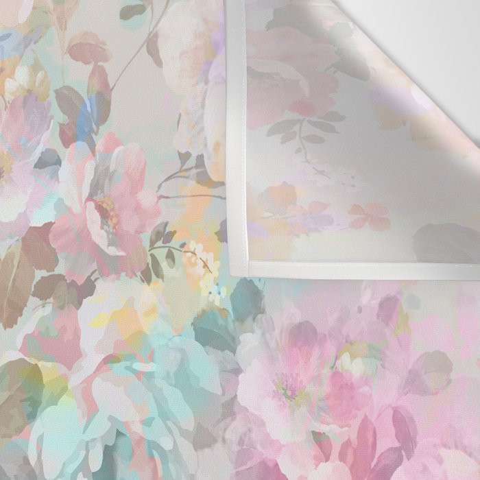Shabby vintage pink baby blue watercolor floral Wall Tapestry Gallery Image 3