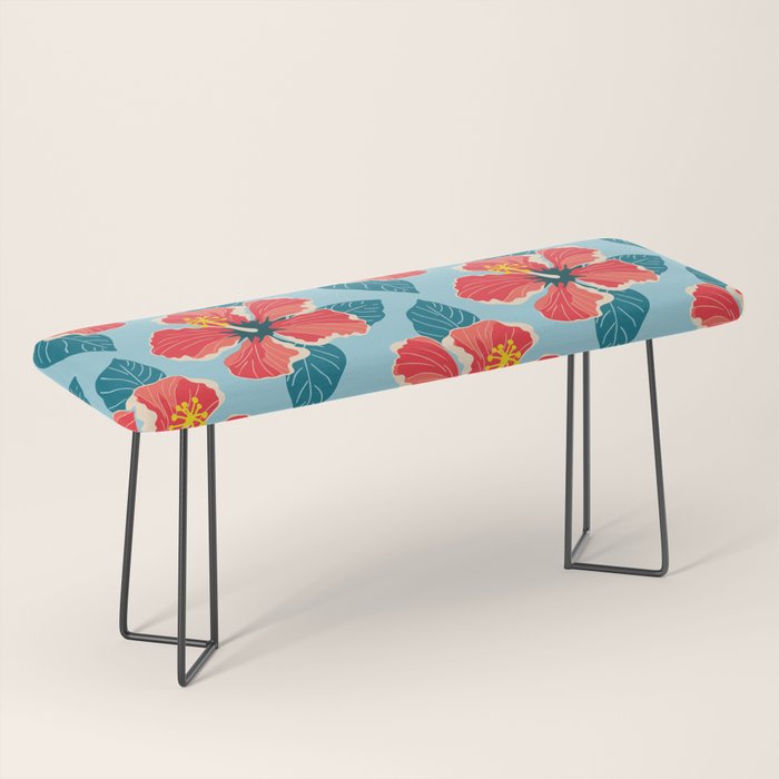 Tropical hibiscus summer flower art pattern Bench Gallery Image 1