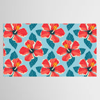 Tropical hibiscus summer flower art pattern Tablecloth Gallery Image 2
