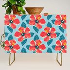 Tropical hibiscus summer flower art pattern Credenza Gallery Image 1