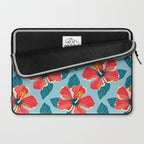 Tropical hibiscus summer flower art pattern Laptop Sleeve Gallery Image 2