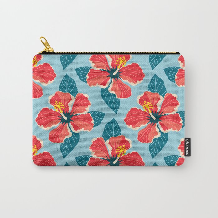 Tropical hibiscus summer flower art pattern Carry All Pouch Gallery Image 1