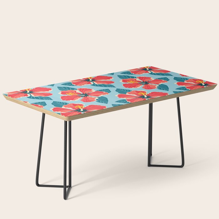 Tropical hibiscus summer flower art pattern Coffee Table Gallery Image 1
