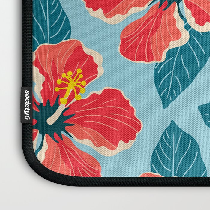 Tropical hibiscus summer flower art pattern Laptop Sleeve Gallery Image 3