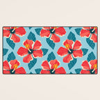 Tropical hibiscus summer flower art pattern Desk Mat Gallery Image 3