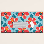 Tropical hibiscus summer flower art pattern Desk Mat Gallery Image 1