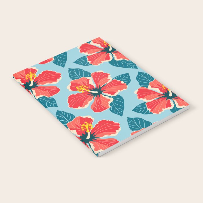 Tropical hibiscus summer flower art pattern Notebook Gallery Image 2