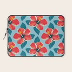 Tropical hibiscus summer flower art pattern Laptop Sleeve Gallery Image 1