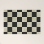 Distressed Black and White Checkerboard Pattern Welcome Mat Gallery Image 1