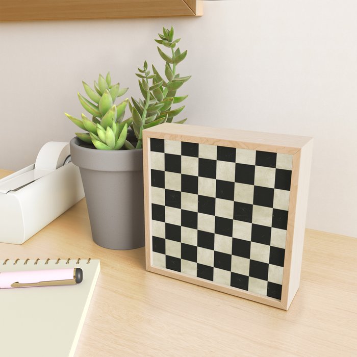 Distressed Black and White Checkerboard Pattern Mini Art Print Gallery Image 2