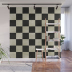 Distressed Black and White Checkerboard Pattern Wall Mural Gallery Image 1