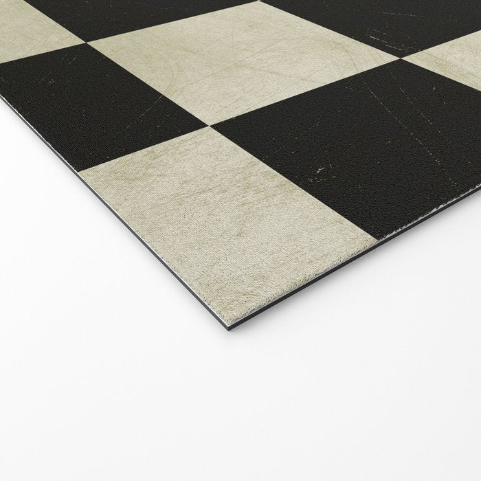 Distressed Black and White Checkerboard Pattern Welcome Mat Gallery Image 2
