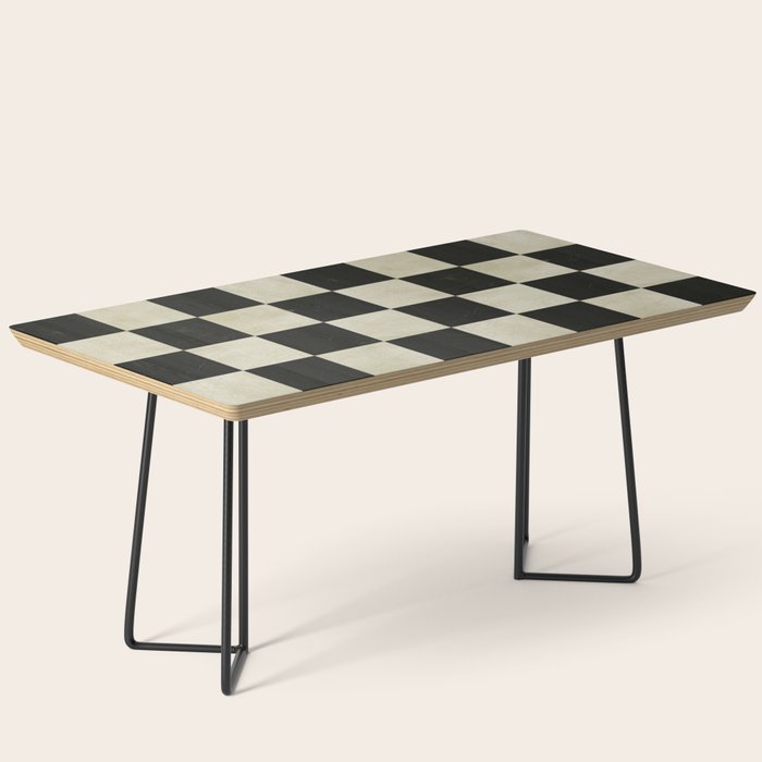 Distressed Black and White Checkerboard Pattern Coffee Table Gallery Image 1