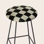 Distressed Black and White Checkerboard Pattern Stool Gallery Image 2