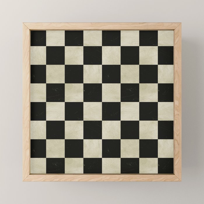 Distressed Black and White Checkerboard Pattern Mini Art Print Gallery Image 1