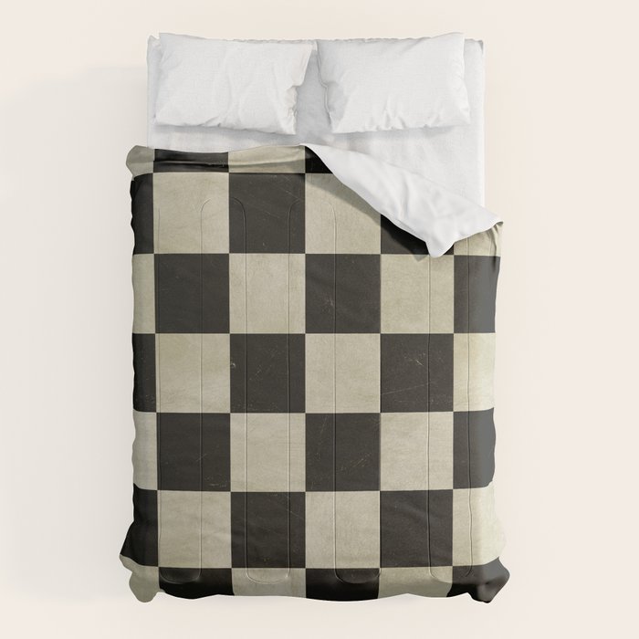 Distressed Black and White Checkerboard Pattern Comforter Gallery Image 6