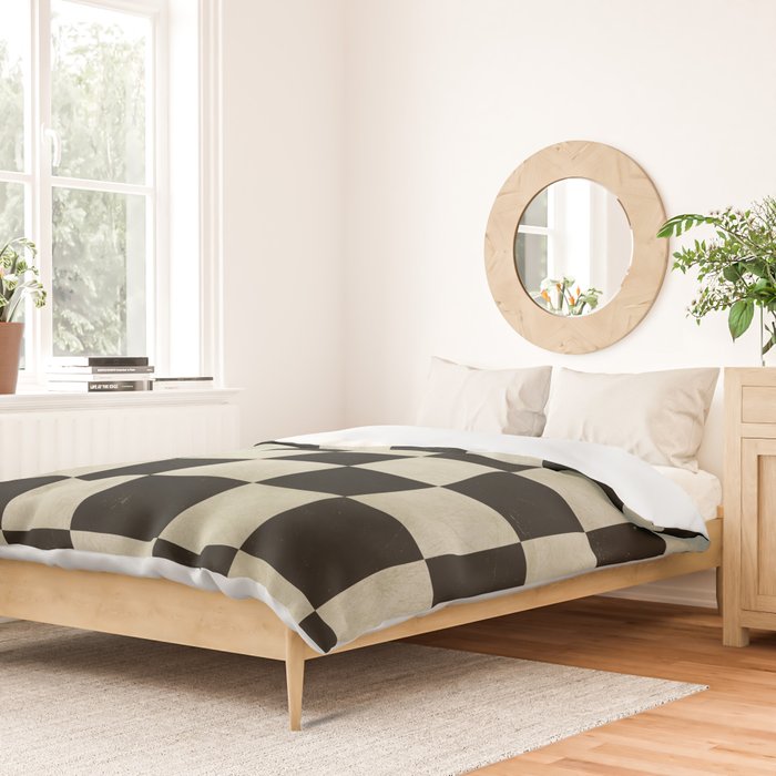Distressed Black and White Checkerboard Pattern Duvet Cover Gallery Image 2