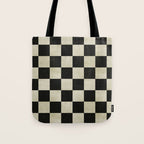 Distressed Black and White Checkerboard Pattern Tote Bag Gallery Image 1