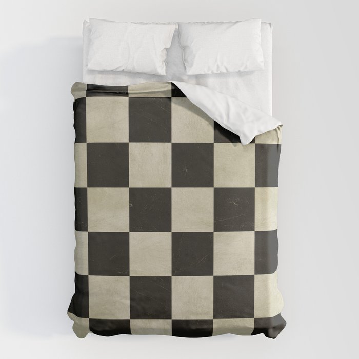 Distressed Black and White Checkerboard Pattern Duvet Cover Gallery Image 6