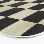 Distressed Black and White Checkerboard Pattern Bath Mat Gallery Image 3