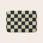 Distressed Black and White Checkerboard Pattern Bath Mat Gallery Image 1