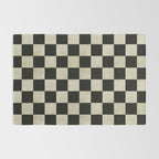 Distressed Black and White Checkerboard Pattern Rug Gallery Image 2