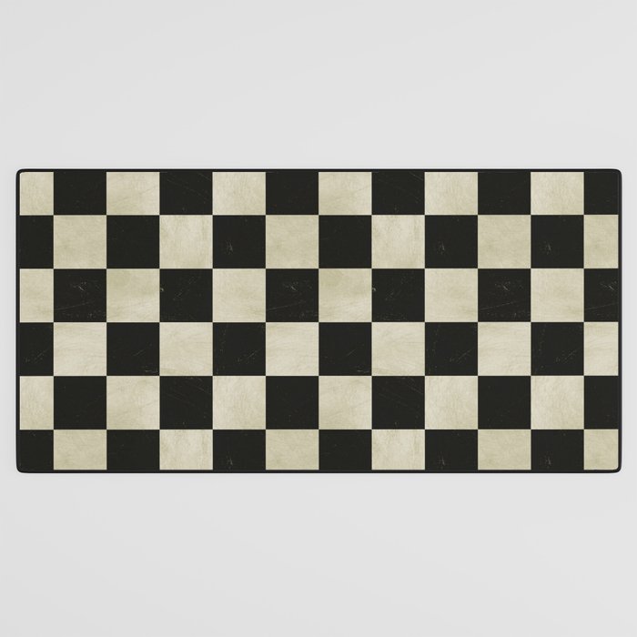 Distressed Black and White Checkerboard Pattern Desk Mat Gallery Image 3