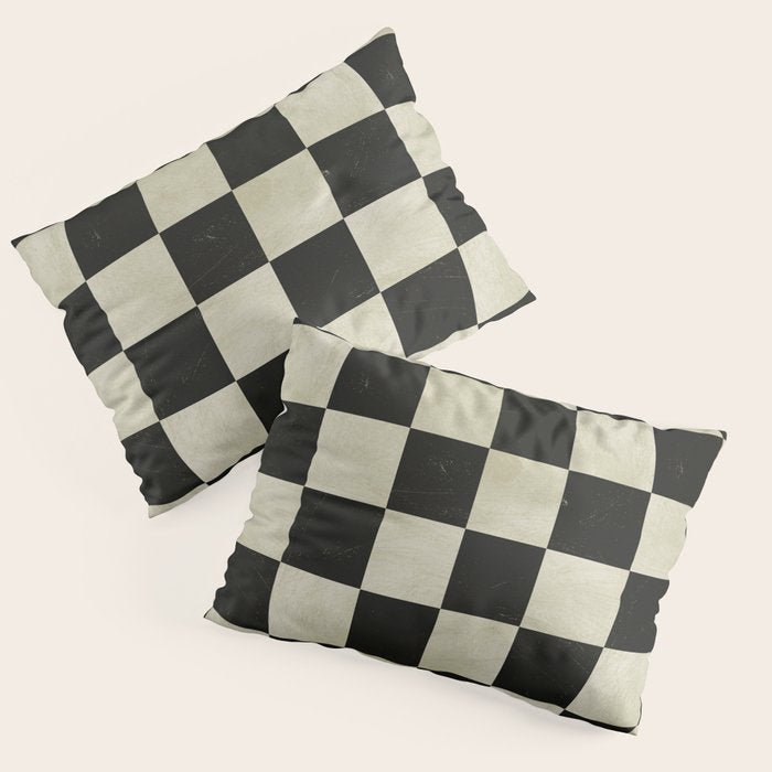 Distressed Black and White Checkerboard Pattern Pillow Sham Gallery Image 3