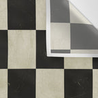 Distressed Black and White Checkerboard Pattern Wall Tapestry Gallery Image 3
