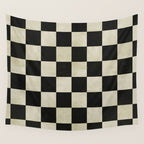 Distressed Black and White Checkerboard Pattern Wall Tapestry Gallery Image 4
