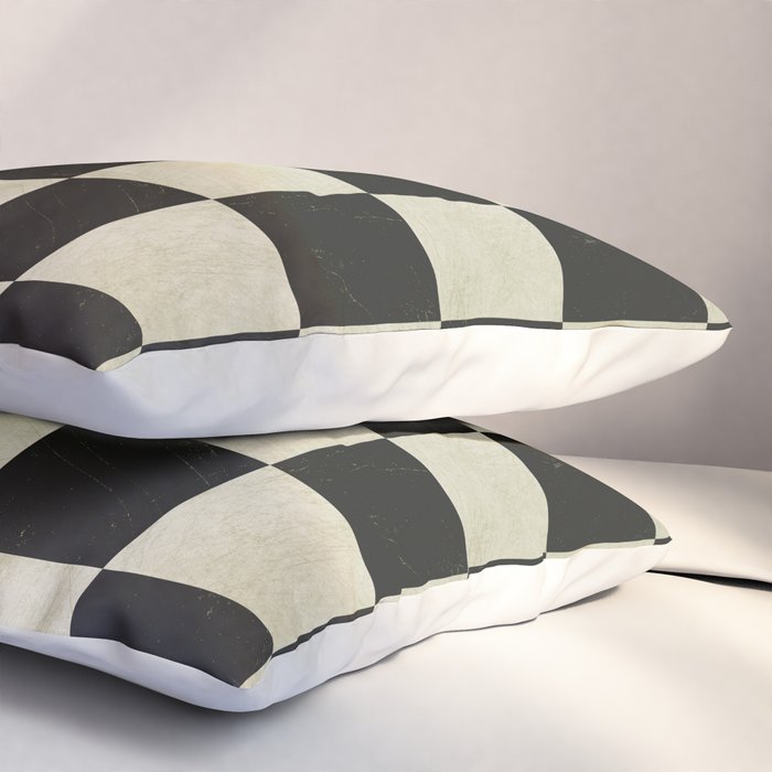 Distressed Black and White Checkerboard Pattern Pillow Sham Gallery Image 3