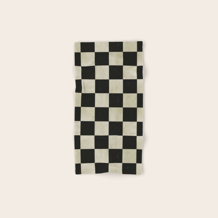 Distressed Black and White Checkerboard Pattern Bath Towel Gallery Image 1